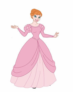 Anna in Ariel's pink dress
