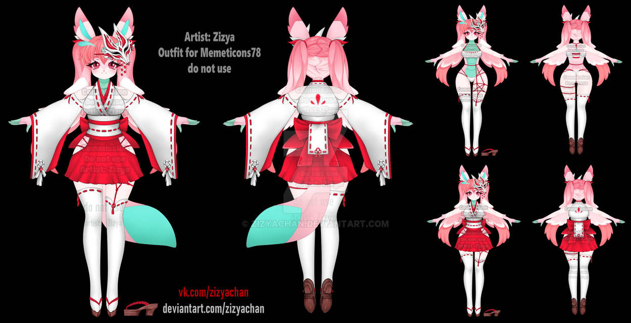 Shrine Maiden. Outfit commission front back by Zizyachan on DeviantArt