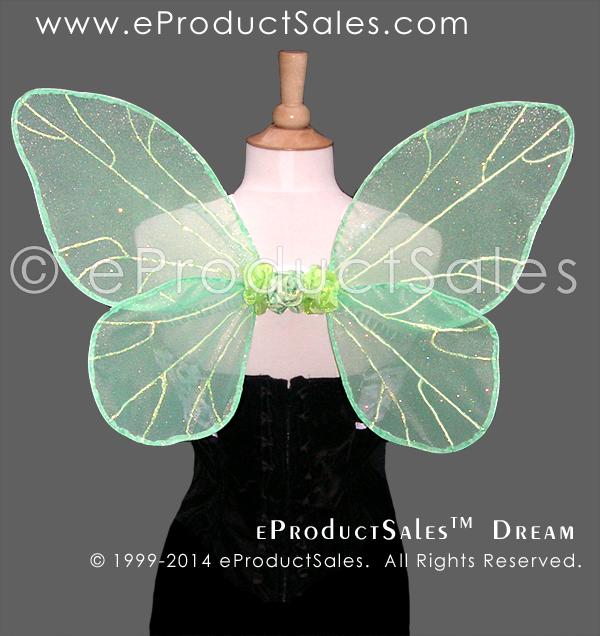 Mint Green butterfly Fairy Wings with Roses