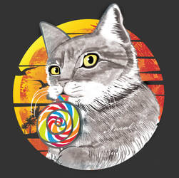 Cat Licking Lollipop