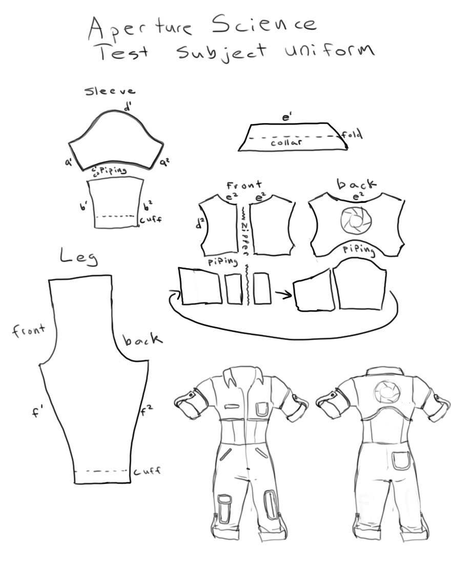 Chell costume jumpsuit pattern