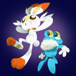 Scorbunny and Froakie