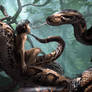 Kaa and Mowgli Jungle Book Movie concept art