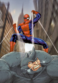 fanart Spidey vs Rino