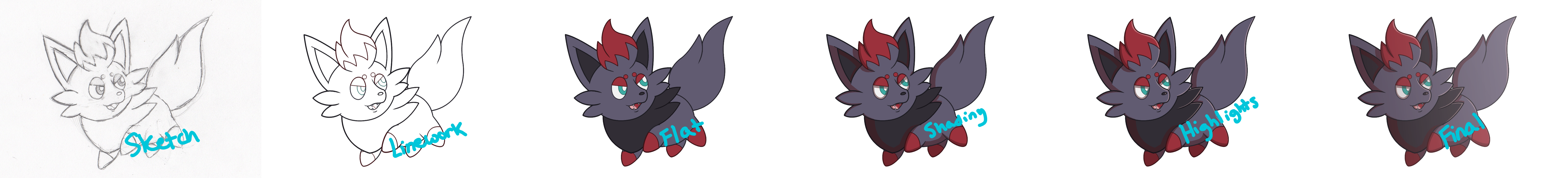 Zorua Drawing Process