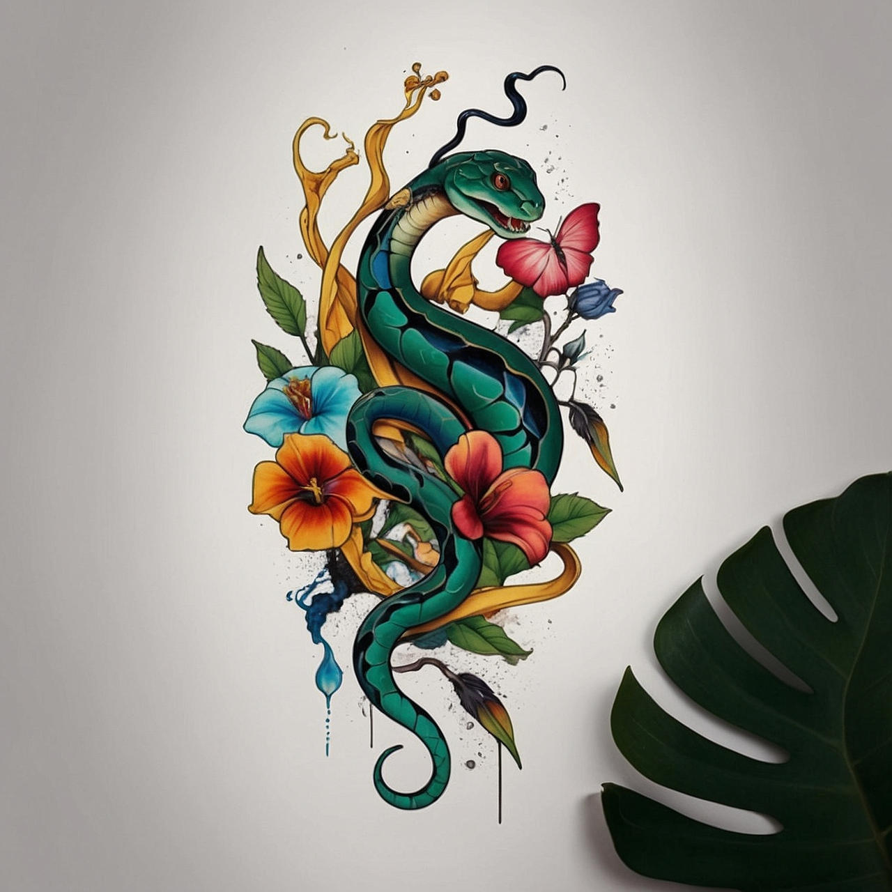 Snake flower tattoo design by Tattoodesignsworld on DeviantArt