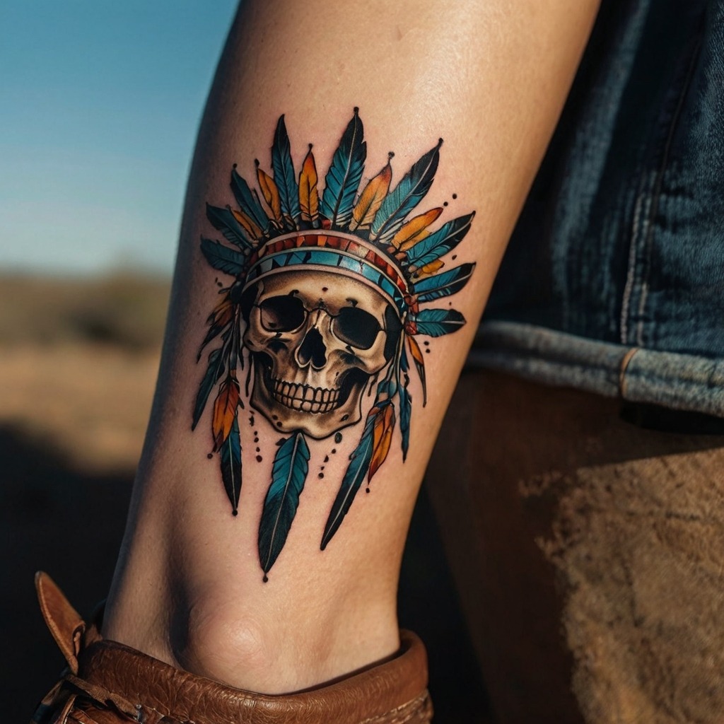 Native American skull tattoo designs by Tattoodesignsworld on DeviantArt