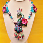 OOAK Peacock Necklace by CreativeCritters