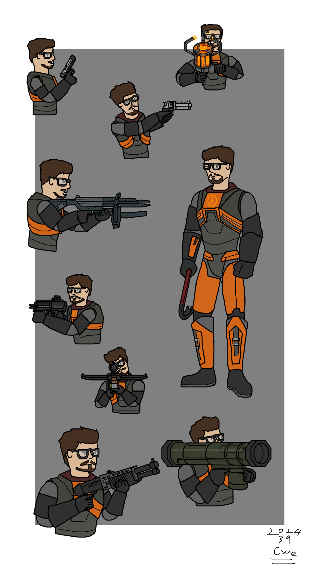 Gordon Freeman Deviantart Gordon Freeman With Every Weapons by CWE99999999000 on DeviantArt