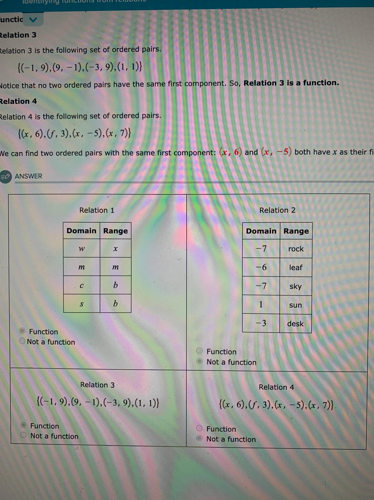 Math: Identifying functions from relations by yomamacallsmejeff123 on ...
