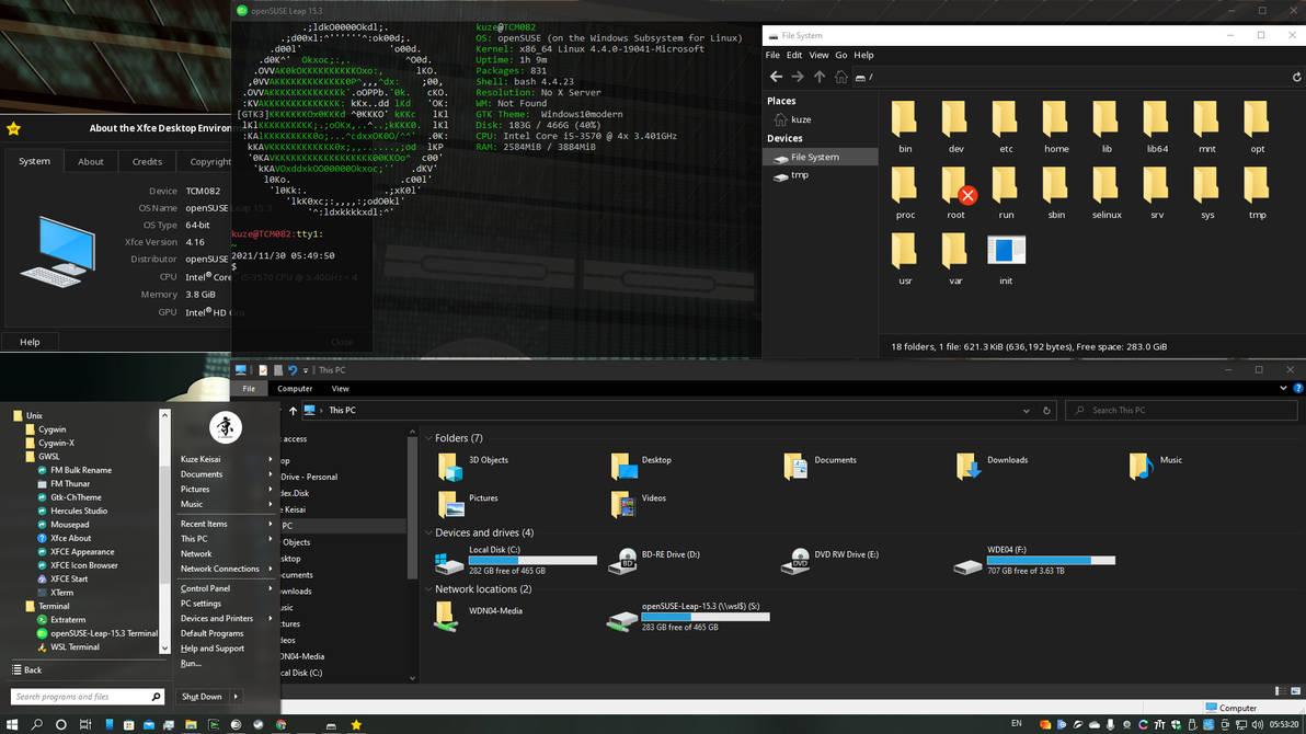 OpenSUSE XFCE WSL W10 by Ayamikhan on DeviantArt