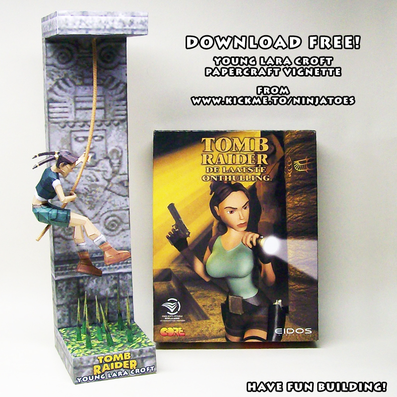 Tomb Raider young Lara Croft papercraft vignette