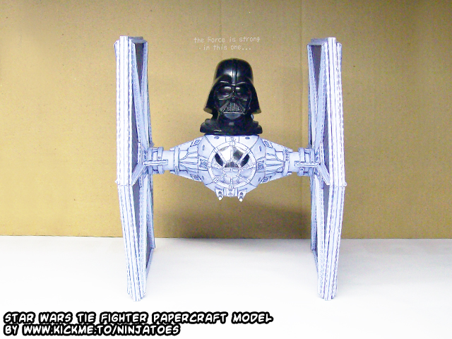 Chibi Darth Vader flying my papercraft TIE-fighter