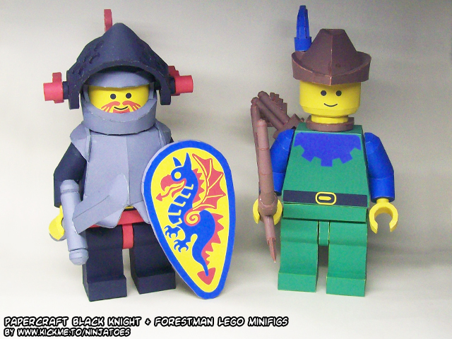 Papercraft LEGO Black Knight + Forestman minifigs