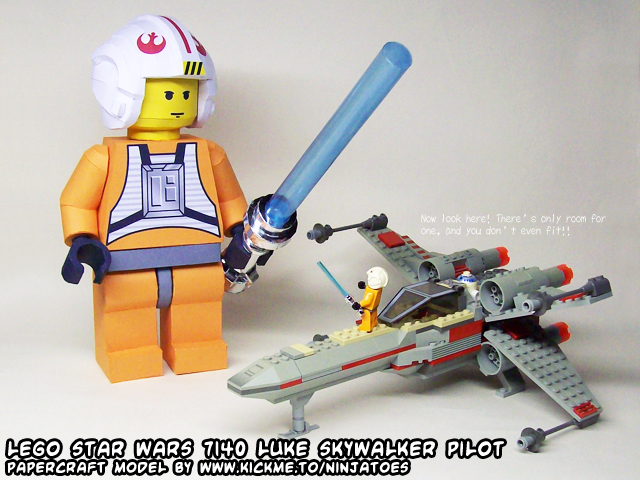 Papercraft LEGO X-wing 7140 minifig Luke