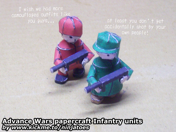 Papercraft Orange Star + Green Earth Infantry