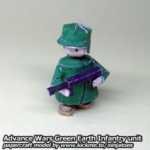 Papercraft Advance Wars Green Earth Infantry unit