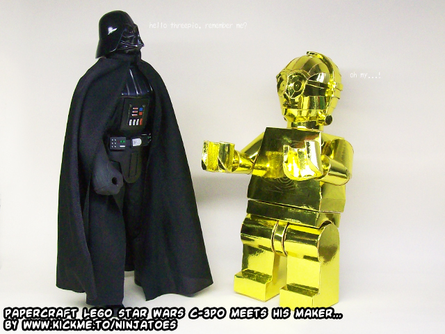 Papercraft LEGO Star Wars C-3PO meets his maker...