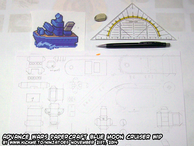 Papercraft Advance Wars BM Cruiser WIP 1