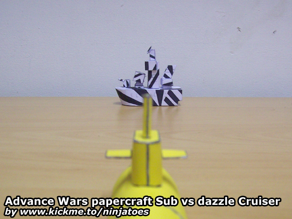 papercraft Advance Wars Cruiser vs Submarine