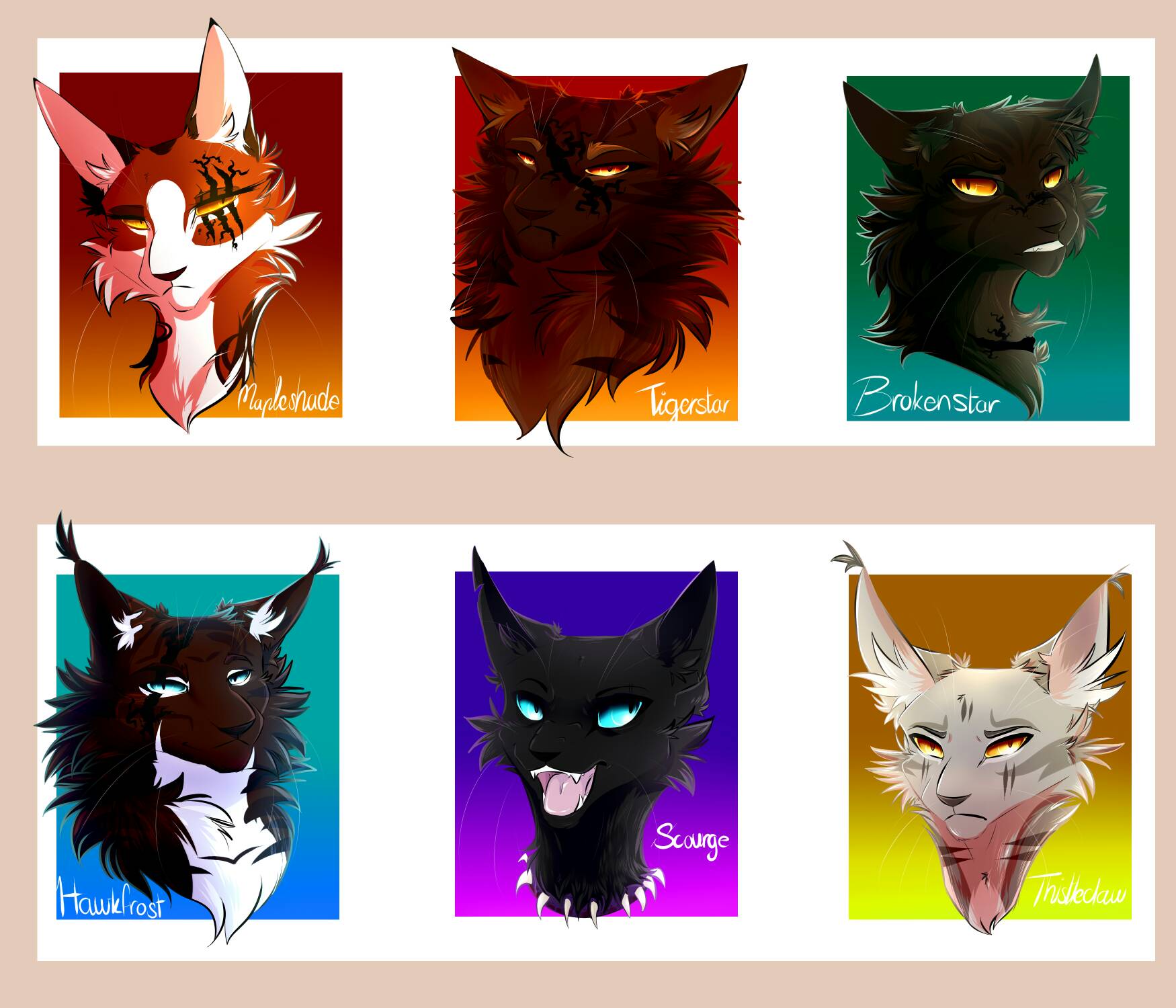 Stickers Warrior Cats Villains Tigerstar Scourge Mapleshade Ashfur  Hawkfrost Glossy