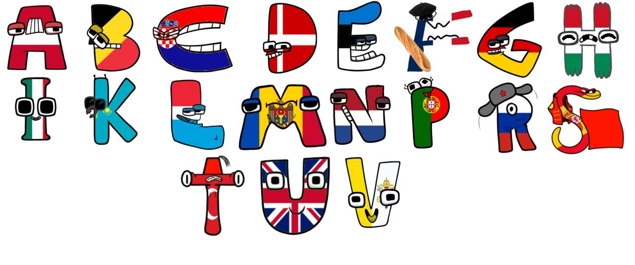 Alphabet Lore turned into European Countryballs 