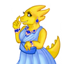 Alphys in a prom dress