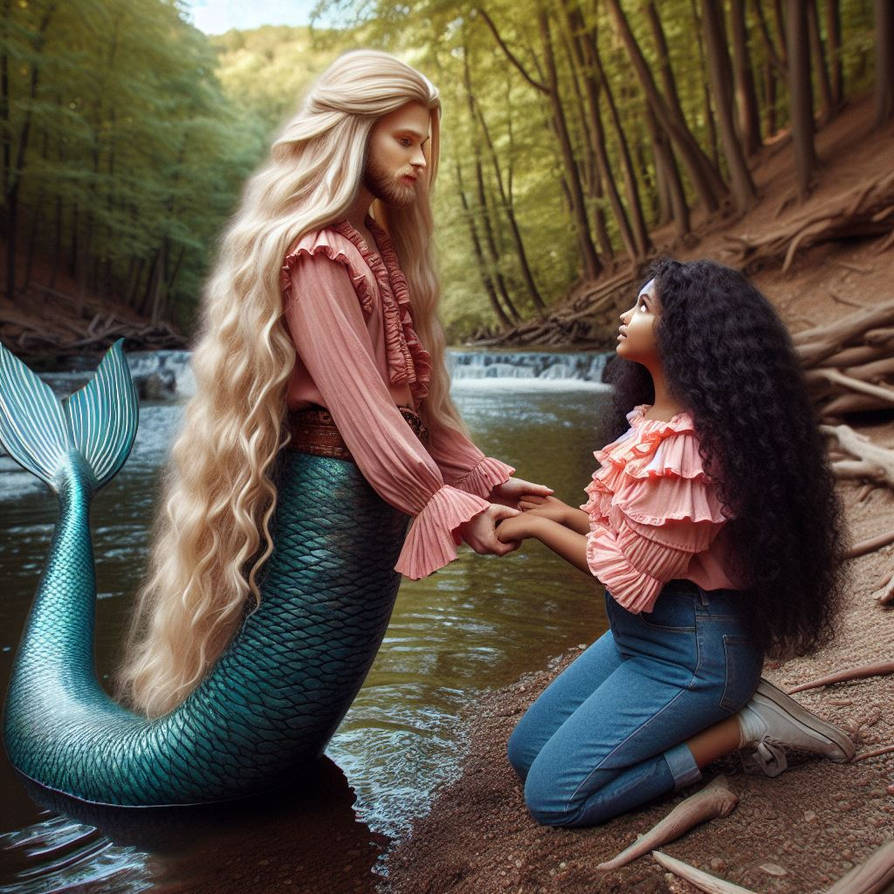 Merman and a Human Girl by seawaterwitch on DeviantArt