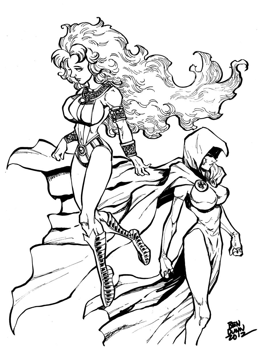 Starfire and Raven commission