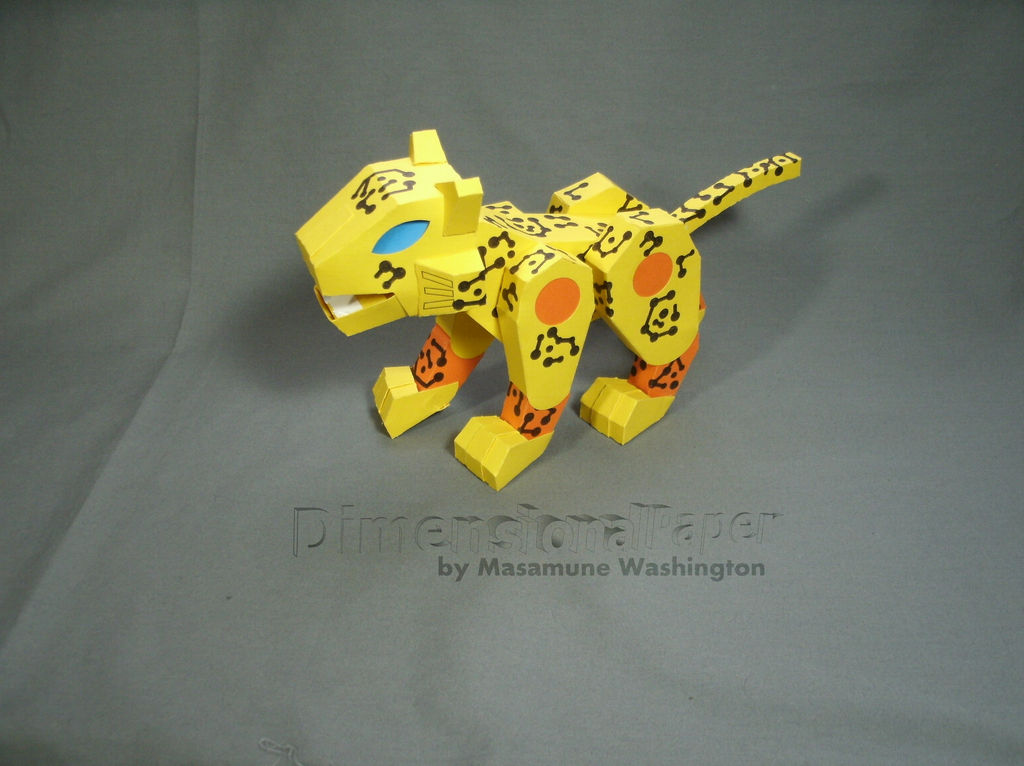 robot jaguar cardmodel with actual spots