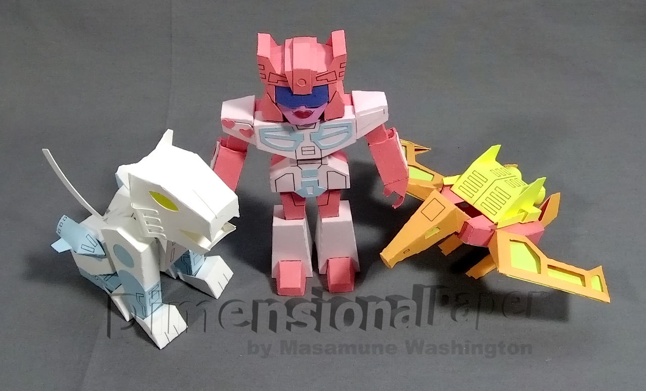 Transformers KissPlayers singing trio cardmodels