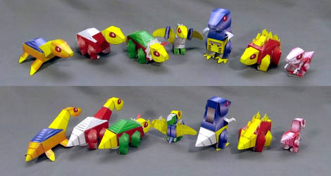 SD mini chibi 'lil G2 colors Dinobot cardmodel set