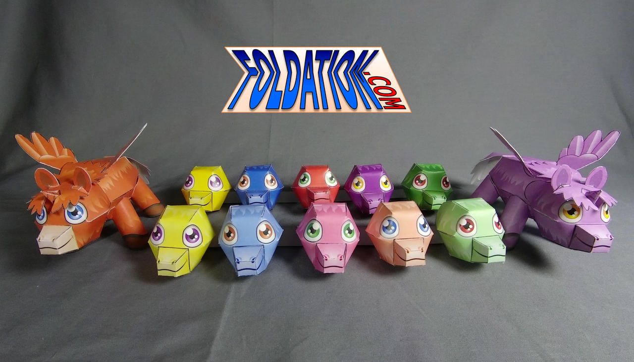 FOLDATION fluffypony pastel colors cardmodel set