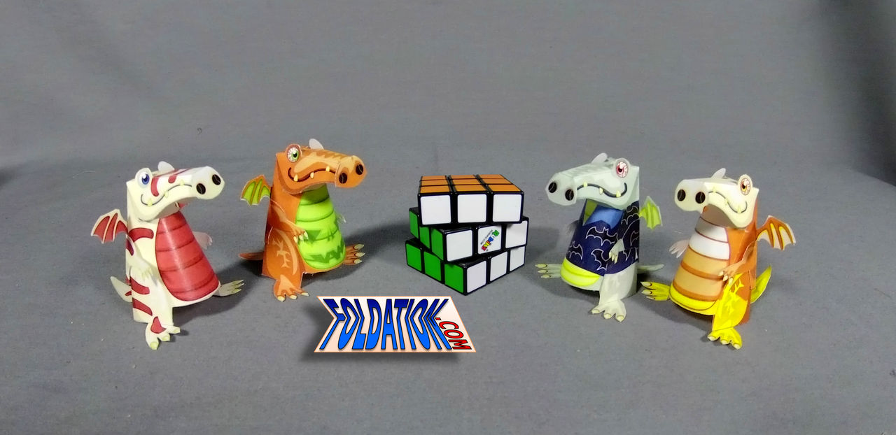 FOLDATION's Halloween dragons cardmodel kits