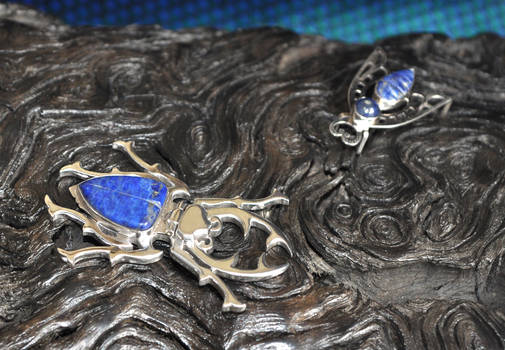Silver and Lapis Lazuli Stag Beetle Bag Buckle1