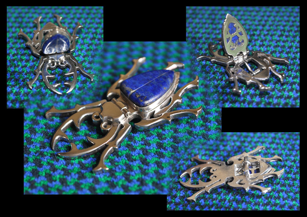 Silver and Lapis Lazuli Stag Beetle Buckle2