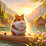 Hamster by the lake in spring rodent cute animal (