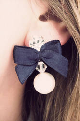 Blue bow Swarovski earrings