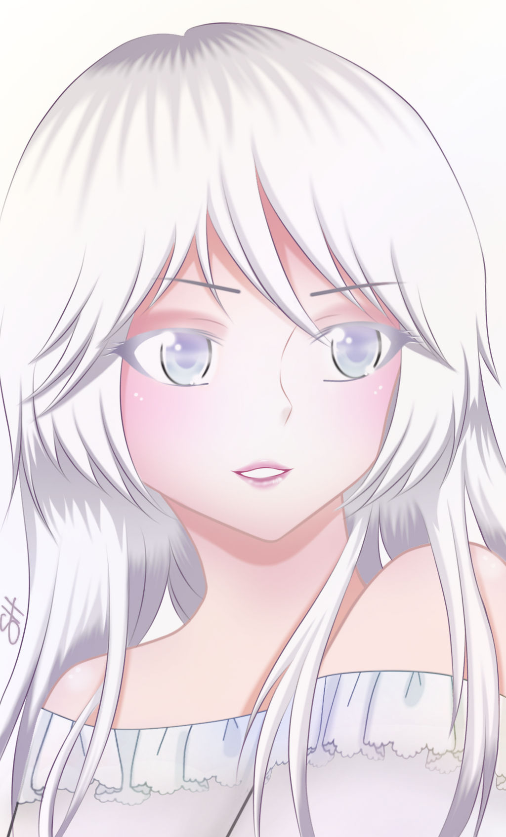 Anime Girl With White Eyes
