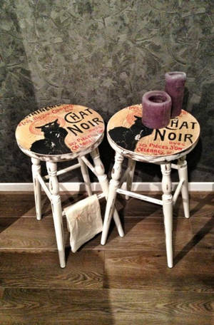 Vintage Brocante Chat Noir stools by VintageBrocante Vintage Brocante Chat Noir stools by VintageBrocante