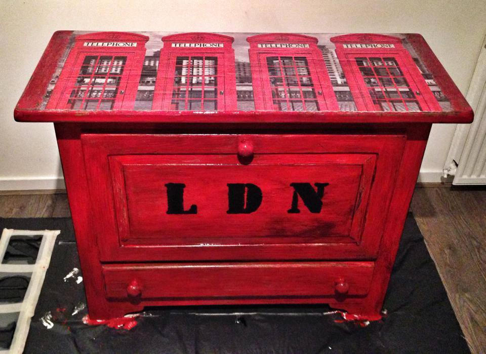 London Phone box Decoupage by VintageBrocante