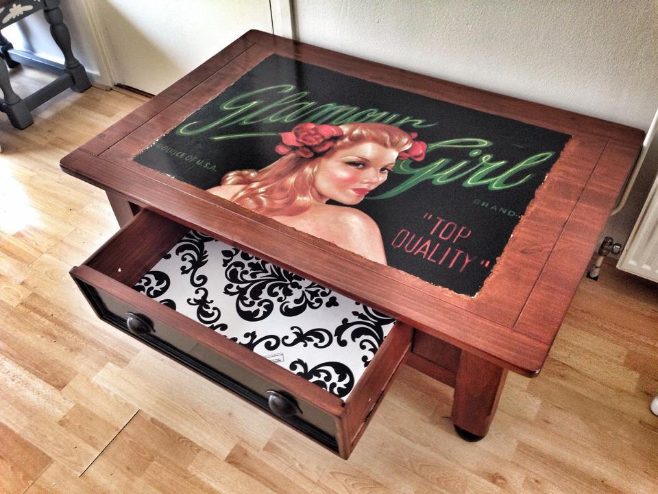 Vintage Brocante pin up reclaimed coffee table by VintageBrocante