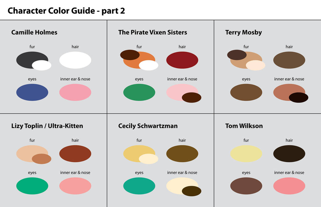 Character Color Guide - Part 2 by SatsumaLord on DeviantArt