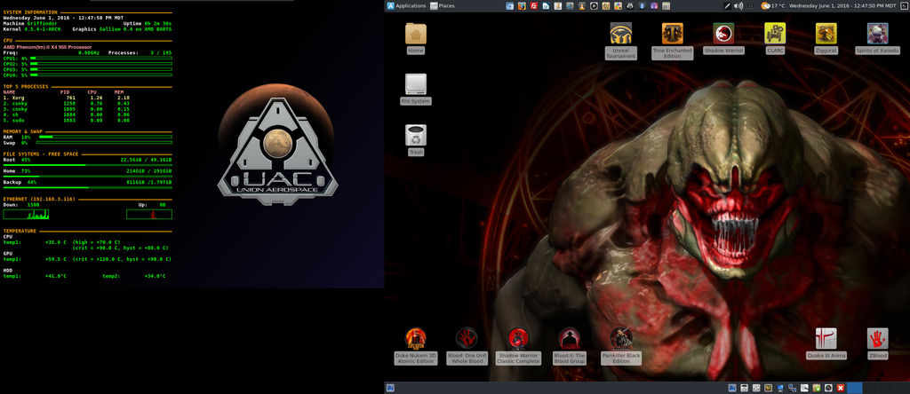 June 2016 Desktop - Arch Linux and Xfce