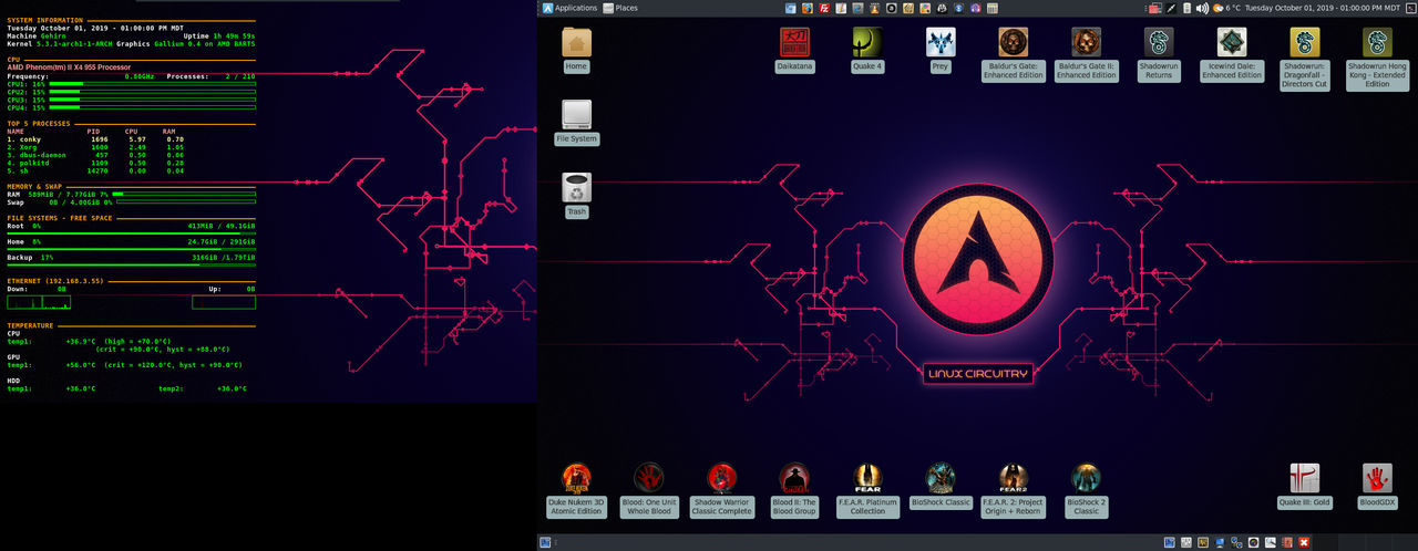 October 2019 Desktop - Arch Linux and Xfce