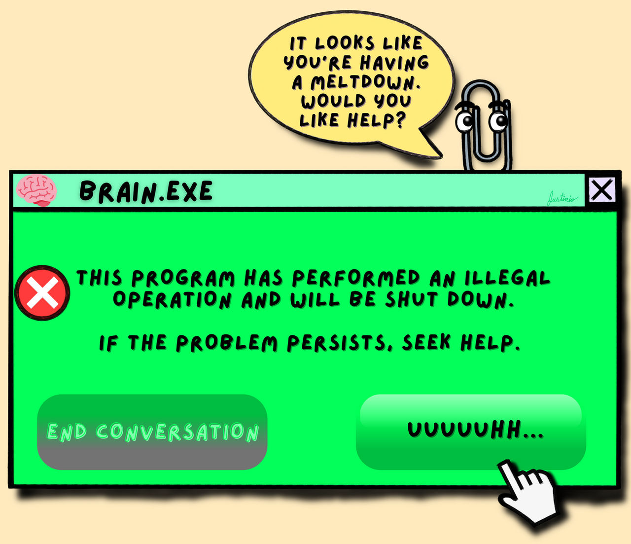 Windows Brain Error Brain.Exe Has Crashed by Justinio on DeviantArt