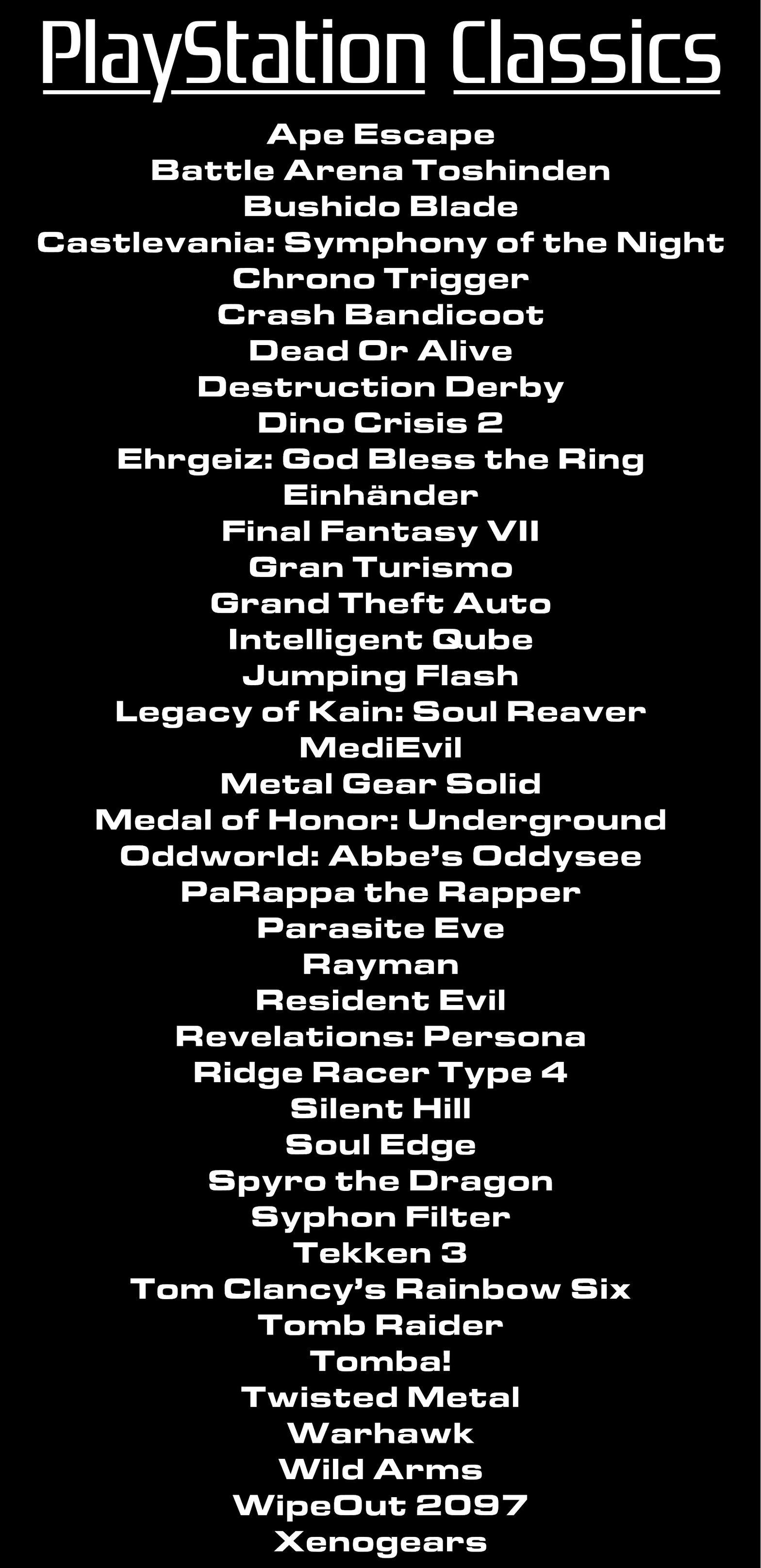 Ps one discount classic game list