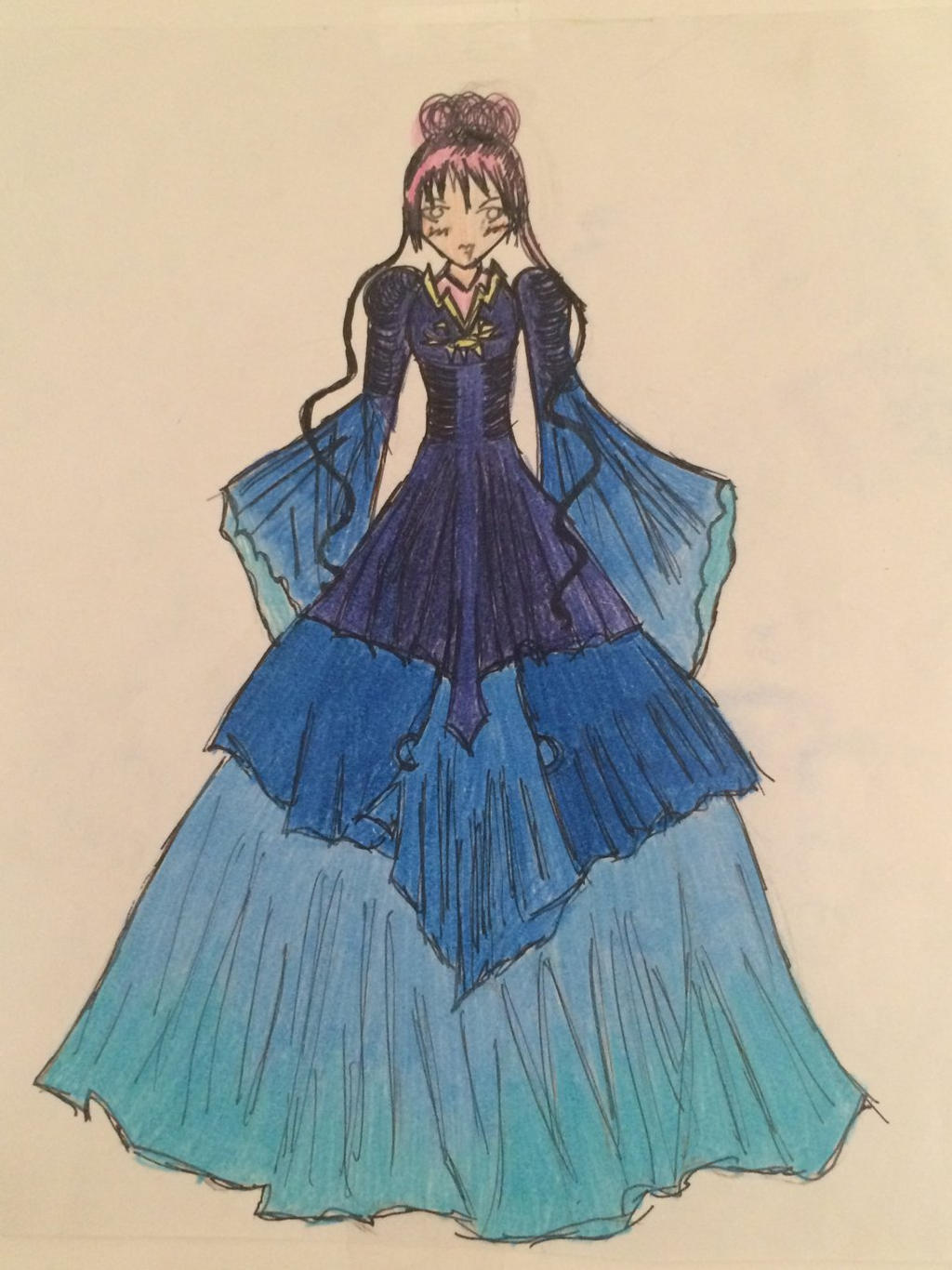 gradation dress design Layered dress design drawing