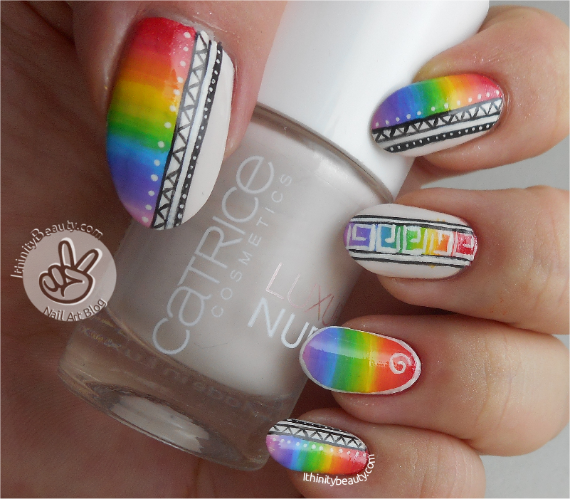 Freehand Tribal vs Rainbow Nail Art