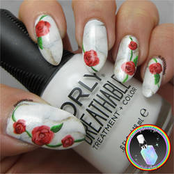 Red Roses And Marble Nail Art